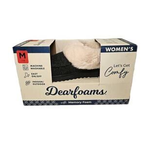 Dearfoams Women’s BLACK Indoor/Outdoor Memory Foam Slippers Size‎ Medium 7-8/NEW